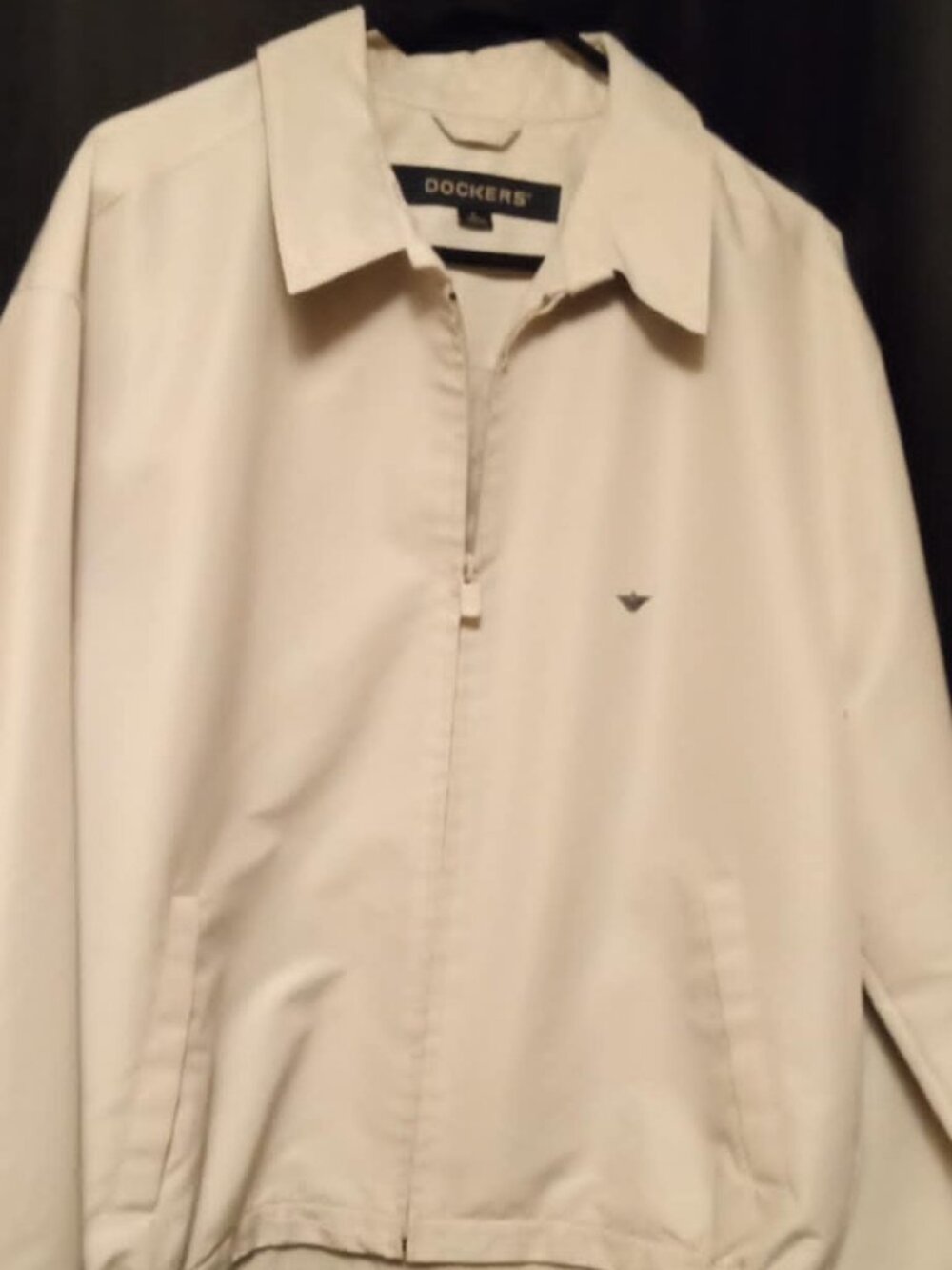 Dockers Men's Beige Bomber Lightweight Classic Jacket zip Large
